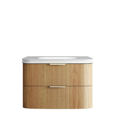 BV74 Plywood Fluted Oak Wall Hung Curve Vanity