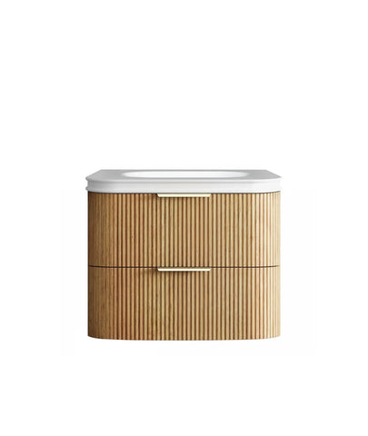 BV74 Plywood Fluted Oak Wall Hung Curve Vanity