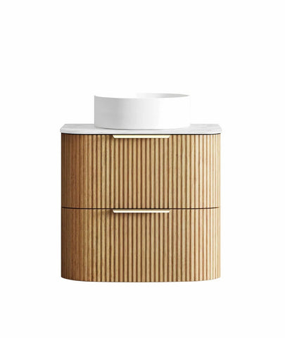 BV74 Plywood Fluted Oak Wall Hung Curve Vanity