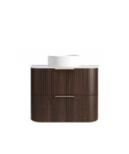 BV75 Plywood Fluted Walnut Wall Hung Curve Vanity