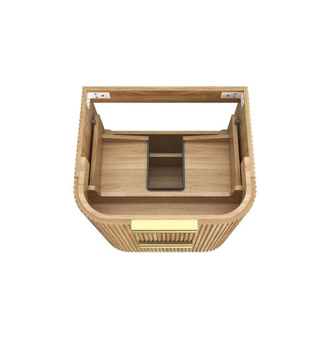 BV74 Plywood Fluted Oak Wall Hung Curve Vanity