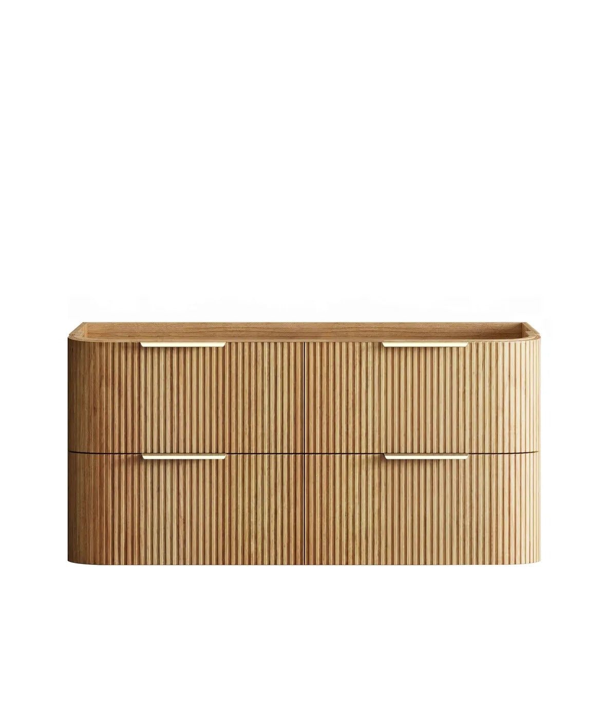 BV74 Plywood Fluted Oak Wall Hung Curve Vanity - 600 / 750 / 900 / 1200 / 1500 / 1800mm