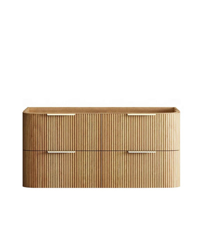 BV74 Plywood Fluted Oak Wall Hung Curve Vanity