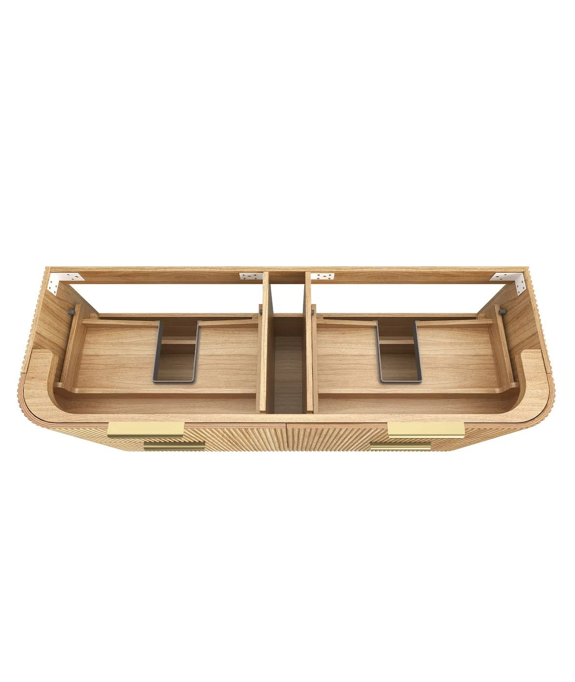 BV74 Plywood Fluted Oak Wall Hung Curve Vanity - 600 / 750 / 900 / 1200 / 1500 / 1800mm