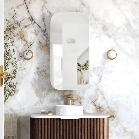 Soft Square Mirror Cabinet Pencil Edge 900/1200/1500/1800mm - Matte White / Natural Oak / Sable Walnut