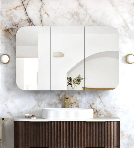 Soft Square Mirror Cabinet Pencil Edge 900/1200/1500/1800mm - Matte White / Natural Oak / Sable Walnut