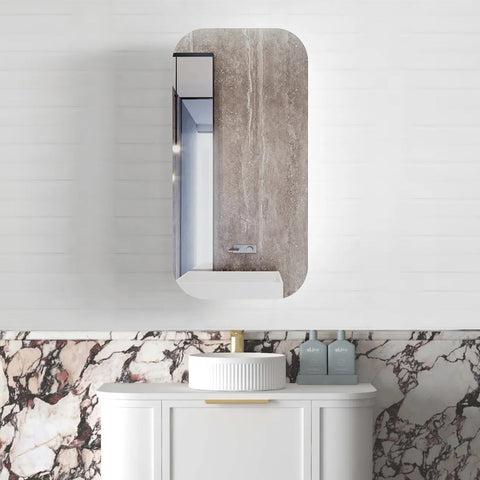 Soft Square Mirror Cabinet Pencil Edge 900/1200/1500/1800mm - Matte White / Natural Oak / Sable Walnut
