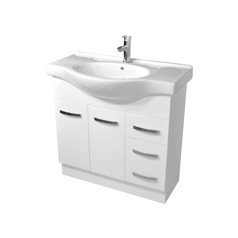 BV100 Gloss White Semi-Recessed Freestanding Vanity - 600 / 750 / 900 / 1200mm
