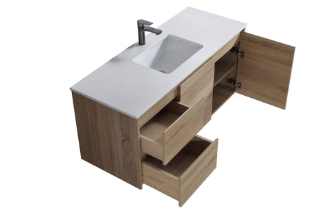 BV59WH (460mm Depth) Wooden Finish Wall Hung Vanity- 600 / 750 / 900 / 1200 / 1500mm
