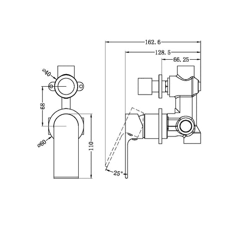 NERO Bianca Shower / Bath Mixer with Separate Diverter - Various Colours