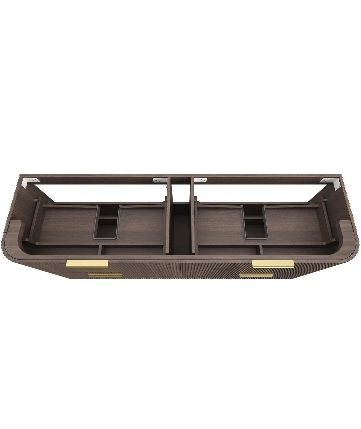 BV75 Plywood Fluted Walnut Wall Hung Curve Vanity - 600 / 750 / 900 / 1200 / 1500 / 1800mm