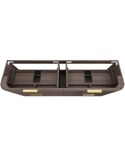 BV75 Plywood Fluted Walnut Wall Hung Curve Vanity