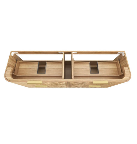 BV74 Plywood Fluted Oak Wall Hung Curve Vanity
