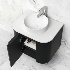 BV73 Curved Black Oak Wall Hung Vanity - 600 / 750 / 900 / 1200 / 1500 / 1800mm
