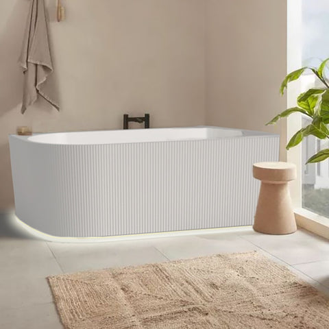 Florence Corner Right Hand Corner Back to Wall Fluted Bath 1500 /1700mm - Gloss White