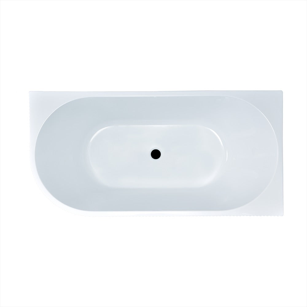 Florence Corner Right Hand Corner Back to Wall Fluted Bath 1500 /1700mm - Gloss White