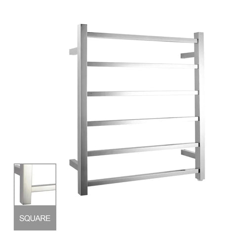 Square Heated Towel Ladder (6 Bars) 620 x 674mm - Various Colours