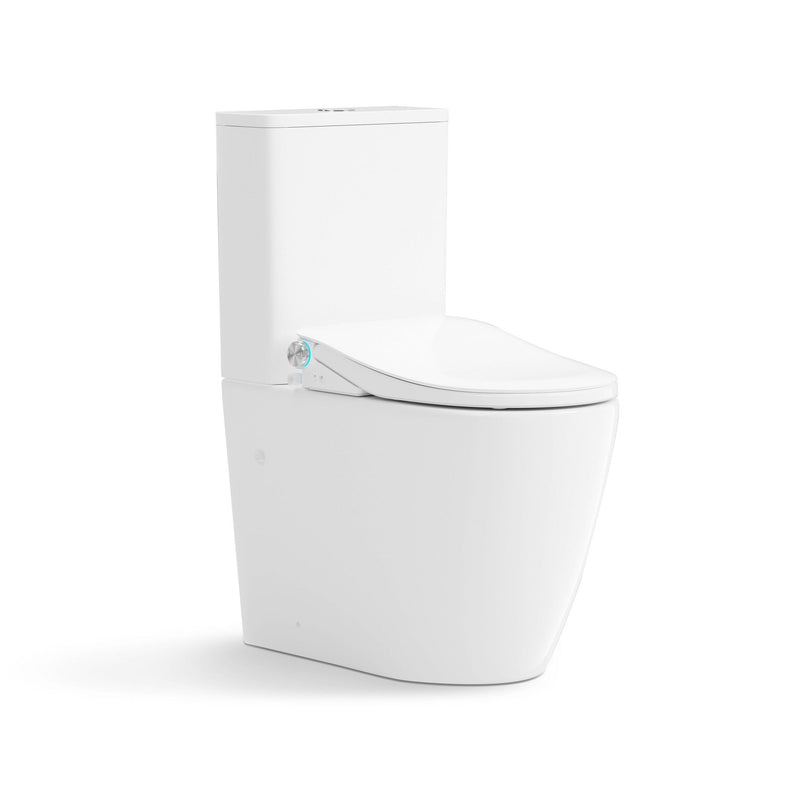 Raised Height Back To Wall Tornado Rimless Flush Toilet Suite with Smart Remote Bidet Seat - White (4 Star)