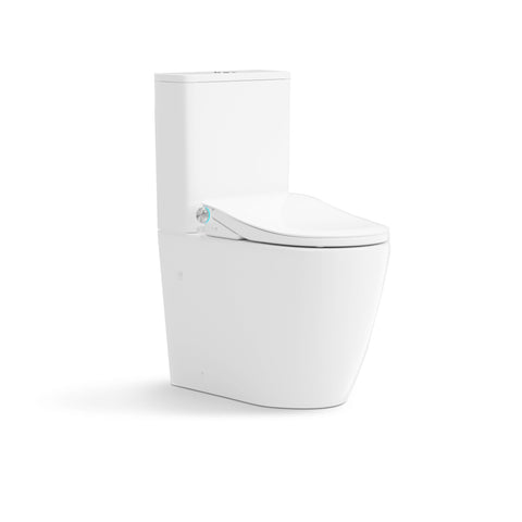 Raised Height Back To Wall Tornado Rimless Flush Toilet Suite with Smart Remote Bidet Seat - White (4 Star)
