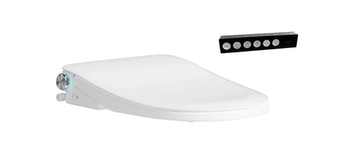 Raised Height Back To Wall Tornado Rimless Flush Toilet Suite with Smart Remote Bidet Seat - White (4 Star)