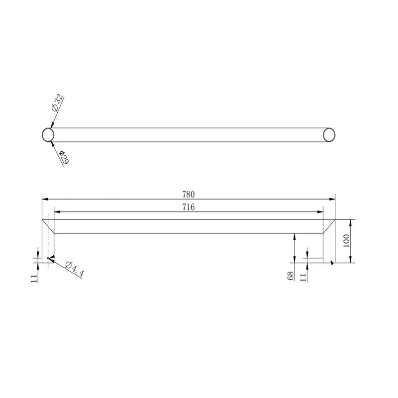Round Horizontal Heated Towel Rail