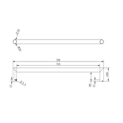 Round Horizontal Heated Towel Rail 760mm - Various Colours