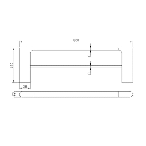 Liano Double Towel Rail 600mm / 800mm - Various Colours
