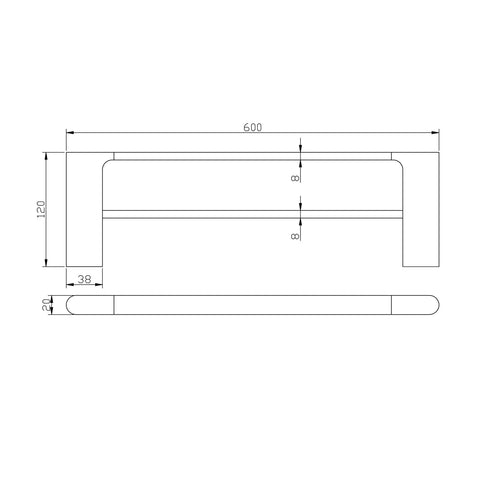 Liano Double Towel Rail 600mm / 800mm - Various Colours