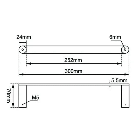 EMPIRE Hand Towel Rail (300mm) - Various Colours