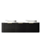 BV73 Curved Black Oak Wall Hung Vanity