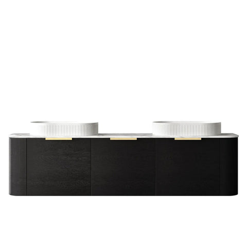 BV73 Curved Black Oak Wall Hung Vanity - 600 / 750 / 900 / 1200 / 1500 / 1800mm