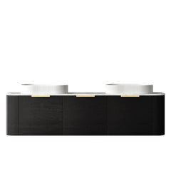 BV73 Curved Black Oak Wall Hung Vanity - 600 / 750 / 900 / 1200 / 1500 / 1800mm