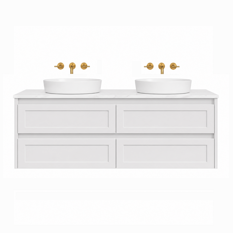 BV97WH (490mm Cabinet) Kimberley Matt White Shaker Wall Hung Vanity - 900 / 1200 / 1500mm