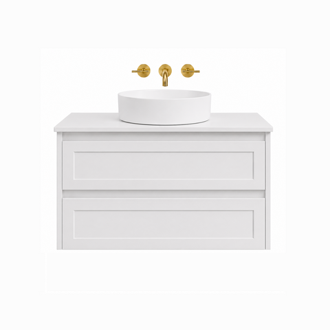 BV97WH (490mm Cabinet) Kimberley Matt White Shaker Wall Hung Vanity - 900 / 1200 / 1500mm