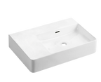Milano Gloss White Wall Hung Ceramic Basin (No Taphole) 605x420mm - Left Hand / Right Hand