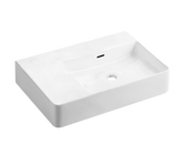 Milano Gloss White Wall Hung Ceramic Basin (No Taphole) 605x420mm - Left Hand / Right Hand