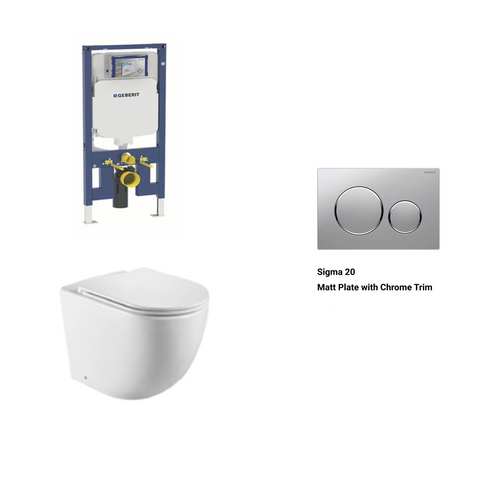 Geberit In Wall Package - Tornado Rimless Wall Hung Pan, Inwall Cistern and Button