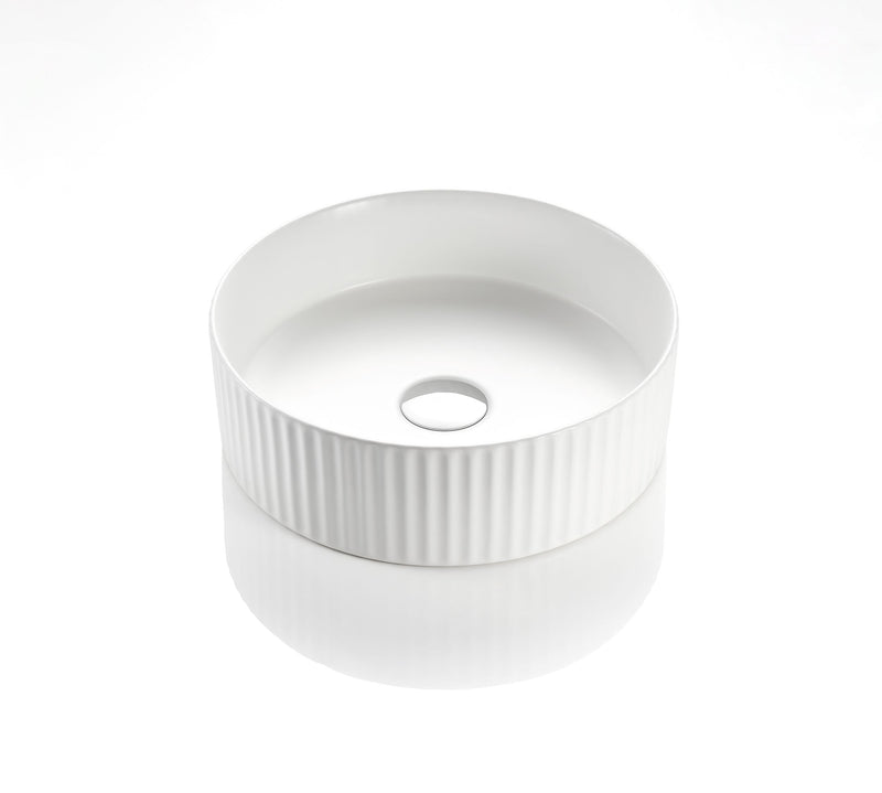 Bellevue Fluted Above Counter Ceramic Basin 360x360mm - Various Colours