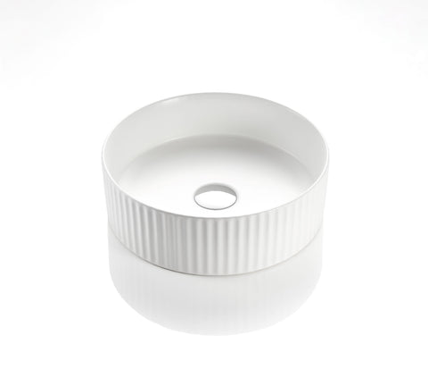 Bellevue Fluted Above Counter Ceramic Basin 360x360mm - Various Colours