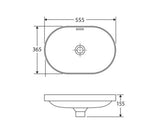 Oceana Oval Insert Ceramic Basin 555x365mm - Gloss White
