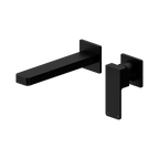 Nero Tapware WBM12 Square Wall Basin/Bath Mixer Set (Separate Backplate) with Spout - Various Colours