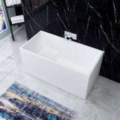 BATH 6 Rectangle Corner Back to Wall Freestanding Bath 1350mm - Gloss White