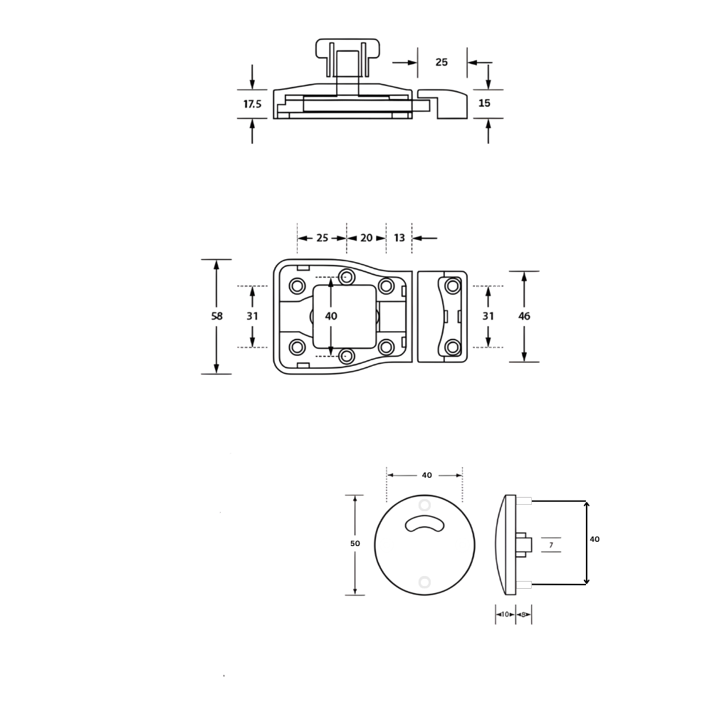 Moda Lock & Round Indicator Set in Satin Chrome Plate - MODA_LOCKRND_SCP
