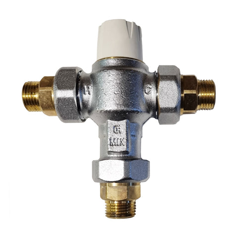Gentec MVLF5015 NSW Health Approved Thermostatic Mixing Valve Lead Free DZR Brass Chrome Plated w/ Strainers and Non Return Valves