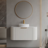 BV80WH Snow Matt White Curved Fluted Wall Hung Vanity - 910 / 1210 / 1510mm