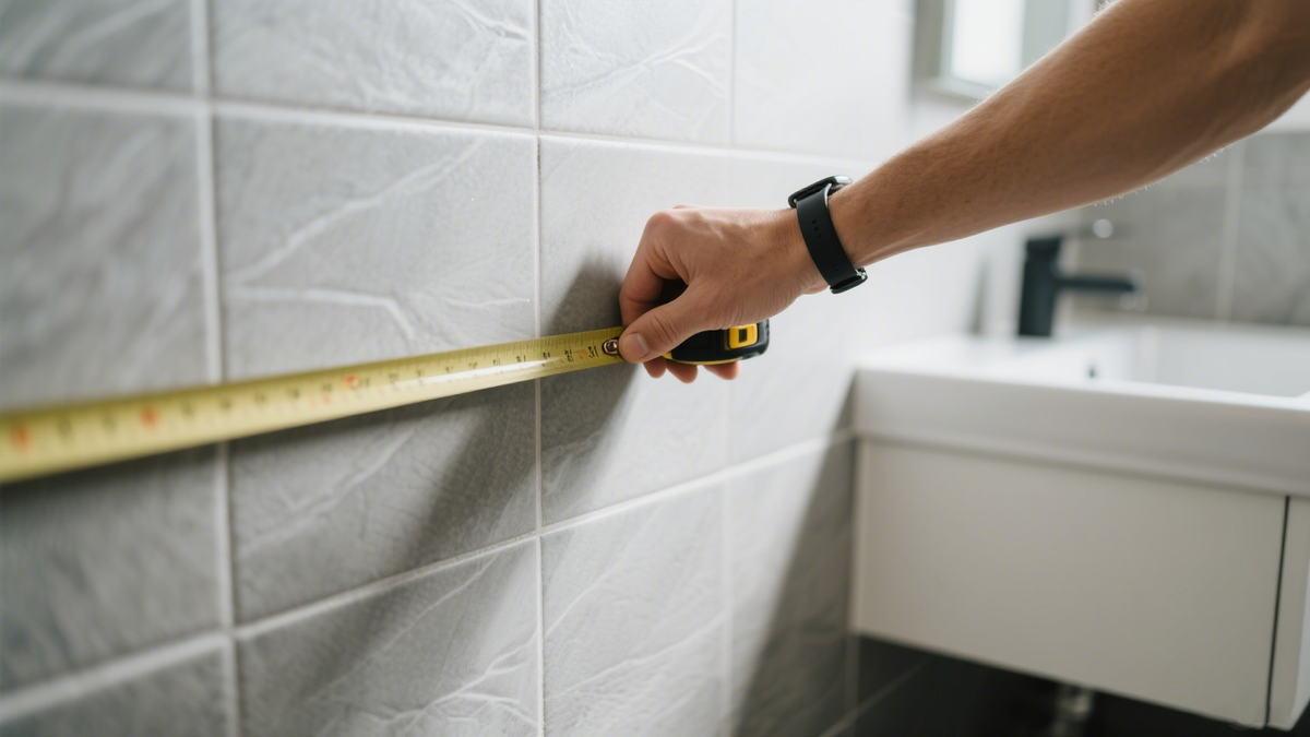 Measuring a tiled shower space for a shower screen