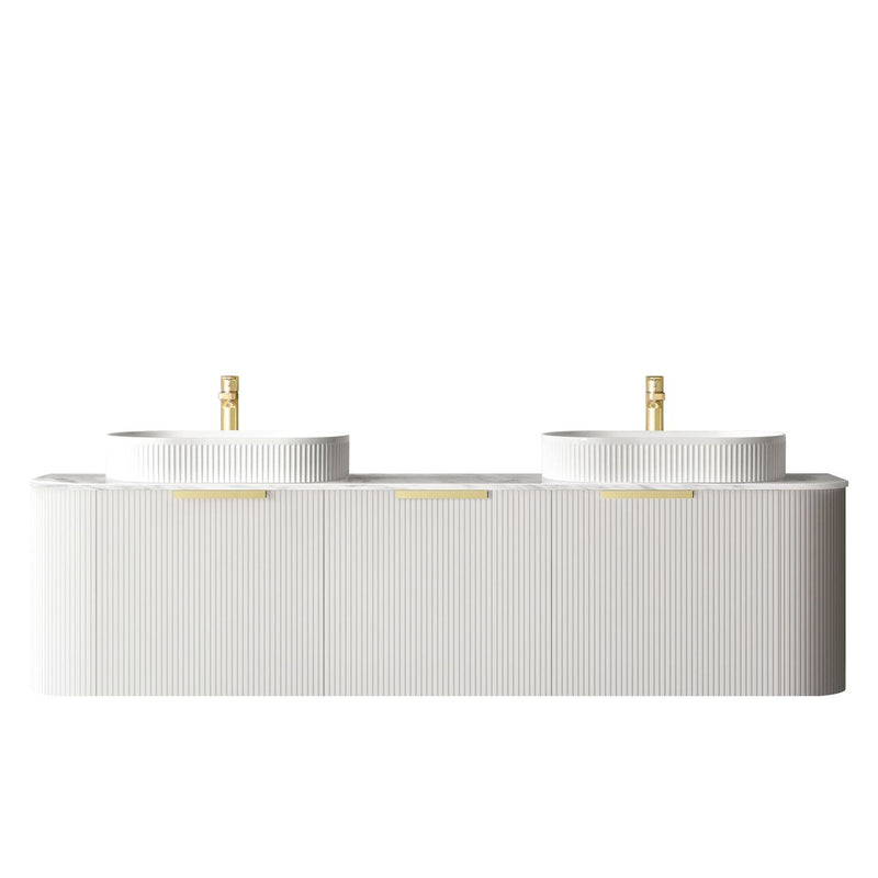 BV63WH Curved Fluted Matte White Wall Hung Vanity - 600 / 750 / 900 / 1200 / 1500 / 1800mm