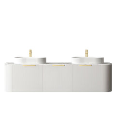 BV63WH Curved Fluted Matte White Wall Hung Vanity - 600 / 750 / 900 / 1200 / 1500 / 1800mm