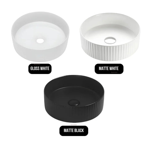 Bellevue Fluted Above Counter Ceramic Basin 360x360mm - Various Colours