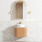 BV12WH Curved Flute Natural Oak Wall Hung Vanity